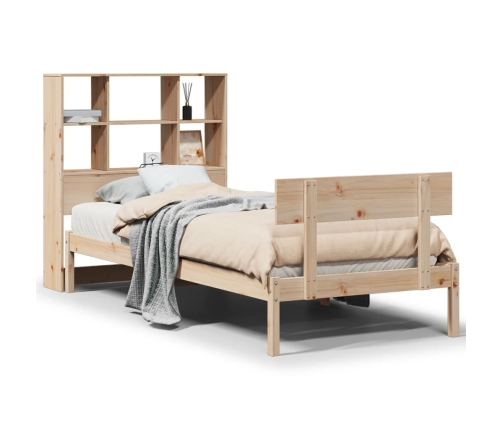 Cama con estantería sin colchón madera maciza de pino 75x190 cm