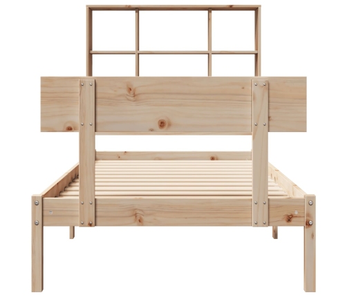 Cama con estantería sin colchón madera maciza de pino 75x190 cm