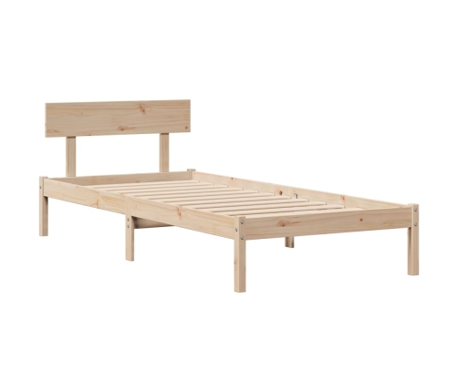 Cama con estantería sin colchón madera maciza de pino 75x190 cm