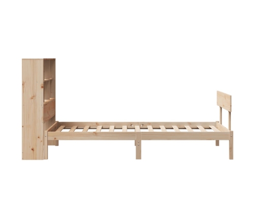 Cama con estantería sin colchón madera maciza de pino 75x190 cm