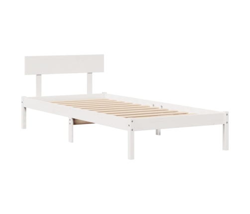 Cama con estantería sin colchón madera maciza blanca 75x190 cm