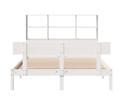 Cama con estantería sin colchón madera maciza blanca 120x190 cm