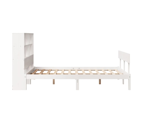 Cama con estantería sin colchón madera maciza blanca 120x190 cm