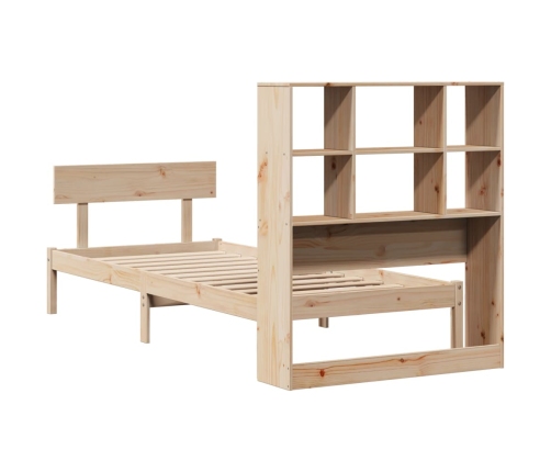 Cama con estantería sin colchón madera maciza de pino 90x200 cm