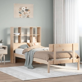 Cama con estantería sin colchón madera maciza de pino 90x200 cm