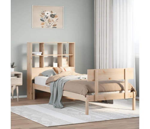 Cama con estantería sin colchón madera maciza de pino 90x200 cm