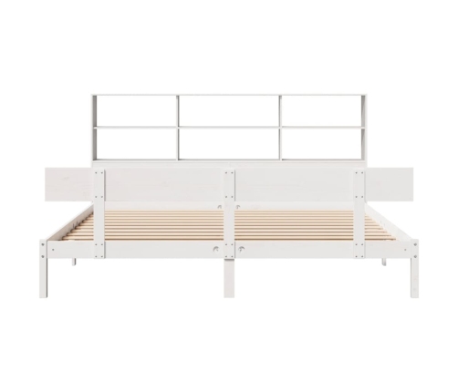 Cama con estantería sin colchón madera maciza blanca 180x200 cm