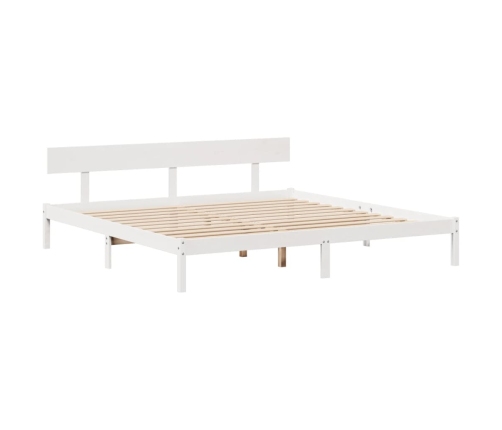 Cama con estantería sin colchón madera maciza blanca 180x200 cm