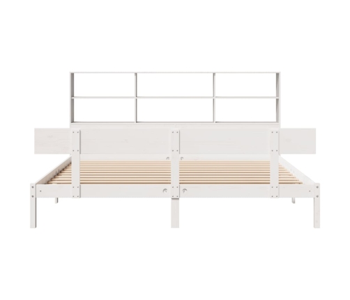 Cama con estantería sin colchón madera maciza blanca 200x200 cm