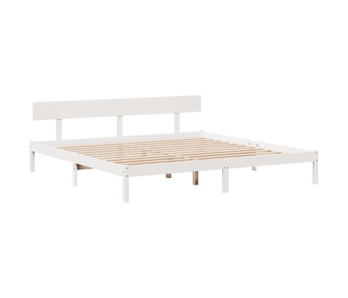 Cama con estantería sin colchón madera maciza blanca 200x200 cm