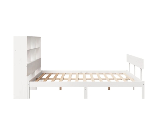 Cama con estantería sin colchón madera maciza blanca 200x200 cm