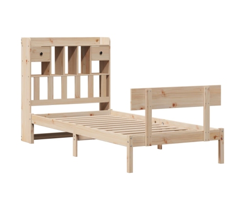 Cama con estantería sin colchón madera maciza de pino 75x190 cm