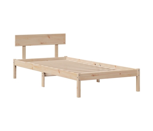 Cama con estantería sin colchón madera maciza de pino 75x190 cm