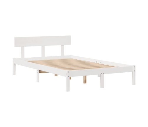 Cama con estantería sin colchón madera maciza blanca 120x190 cm