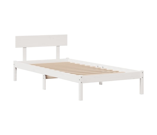 Cama con estantería sin colchón madera maciza blanca 100x200 cm