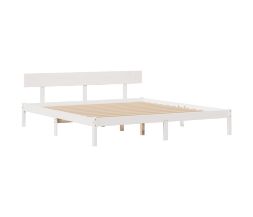 Cama con estantería sin colchón madera maciza blanca 180x200 cm