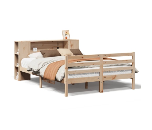 Cama con estantería sin colchón madera maciza de pino 120x190cm