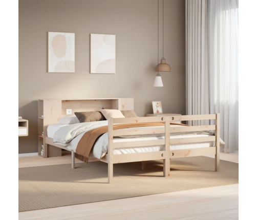 Cama con estantería sin colchón madera maciza de pino 120x190cm