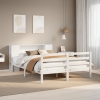 Cama con estantería sin colchón madera maciza blanca 140x190 cm