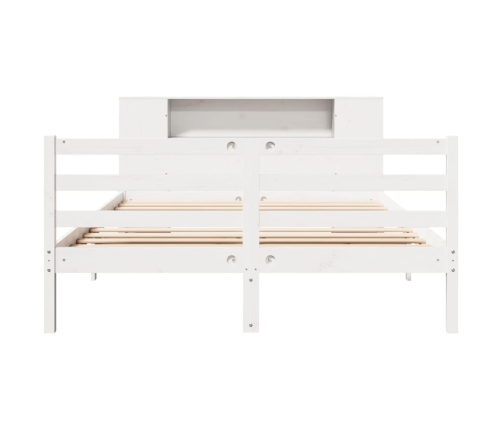 Cama con estantería sin colchón madera maciza blanca 120x200 cm