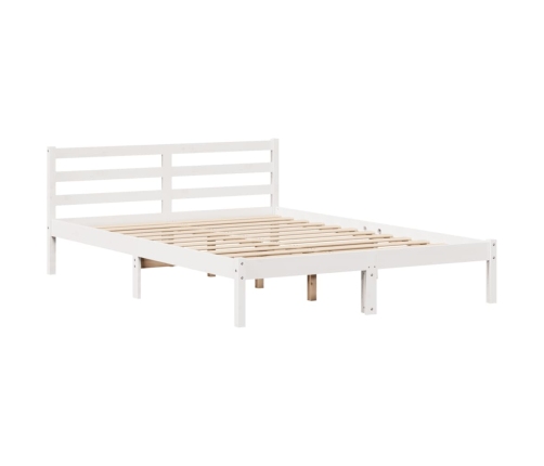 Cama con estantería sin colchón madera maciza blanca 120x200 cm