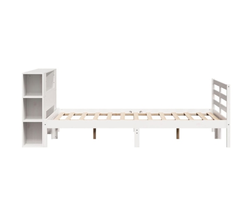 Cama con estantería sin colchón madera maciza blanca 120x200 cm