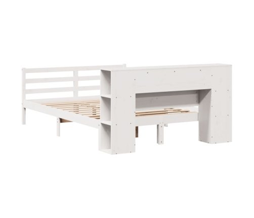 Cama con estantería sin colchón madera maciza blanca 120x200 cm