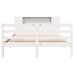 Cama con estantería sin colchón madera maciza blanca 140x200 cm