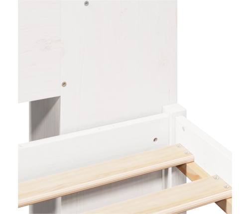 Cama con estantería sin colchón madera maciza blanca 140x200 cm