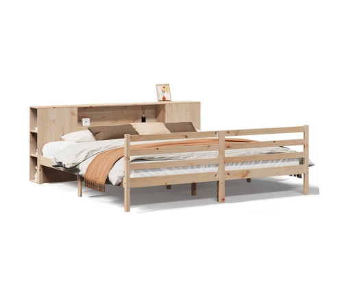 Cama con estantería sin colchón madera maciza de pino 180x200cm