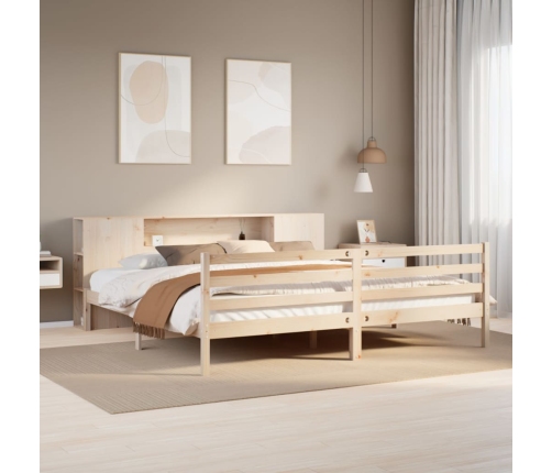 Cama con estantería sin colchón madera maciza de pino 180x200cm