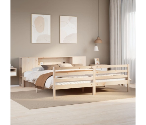 Cama con estantería sin colchón madera maciza de pino 200x200cm