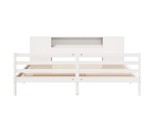 Cama con estantería sin colchón madera maciza blanca 200x200 cm