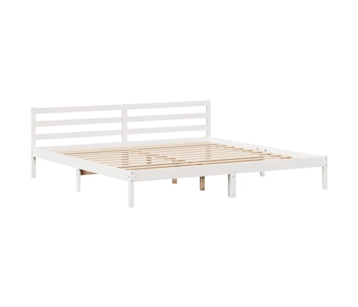 Cama con estantería sin colchón madera maciza blanca 200x200 cm