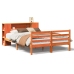 Cama con estantería sin colchón madera maciza marrón 140x190 cm