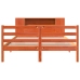 Cama con estantería sin colchón madera maciza marrón 140x190 cm
