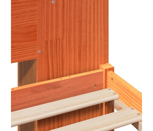 Cama con estantería sin colchón madera maciza marrón 140x190 cm