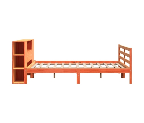 Cama con estantería sin colchón madera maciza marrón 200x200 cm