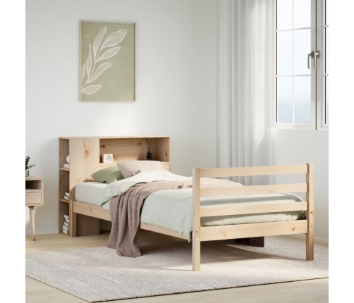 Cama con estantería sin colchón madera maciza de pino 75x190 cm