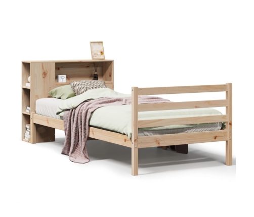 Cama con estantería sin colchón madera maciza de pino 90x190 cm