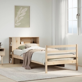 Cama con estantería sin colchón madera maciza de pino 90x190 cm
