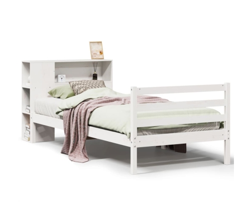 Cama con estantería sin colchón madera maciza de pino 90x190 cm