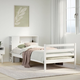 Cama con estantería sin colchón madera maciza de pino 90x190 cm