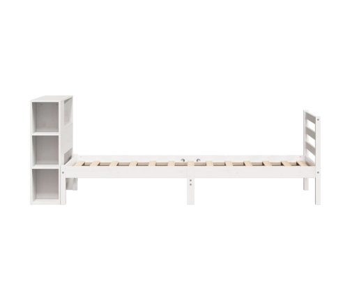 Cama con estantería sin colchón madera maciza blanco 90x200 cm