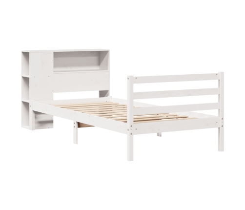 Cama con estantería sin colchón madera maciza blanca 100x200 cm