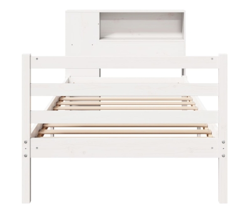 Cama con estantería sin colchón madera maciza blanca 100x200 cm