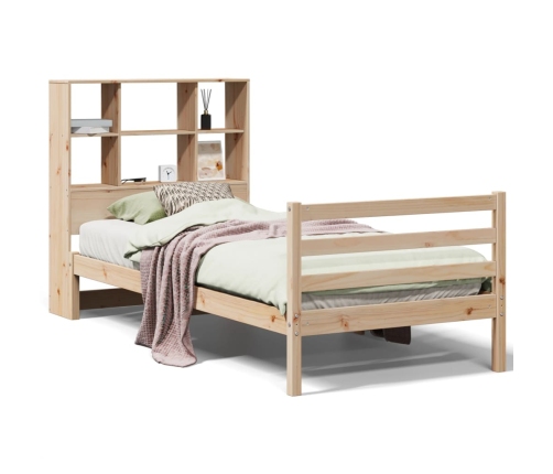 Cama con estantería sin colchón madera maciza de pino 75x190 cm