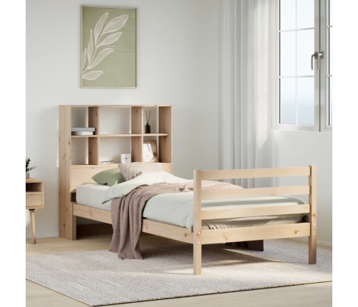 Cama con estantería sin colchón madera maciza de pino 75x190 cm