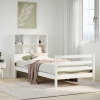 Cama con estantería sin colchón madera maciza blanca 75x190 cm