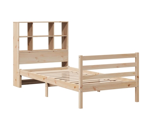 Cama con estantería sin colchón madera maciza de pino 90x190 cm